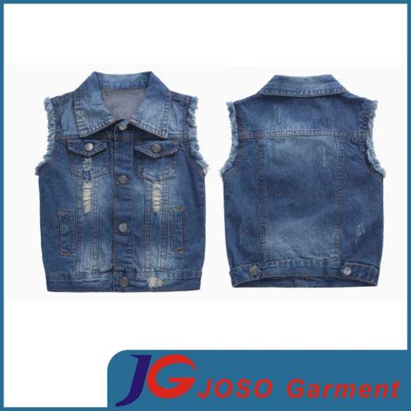 Kids Boys Ragged & Scratched Denim Vest